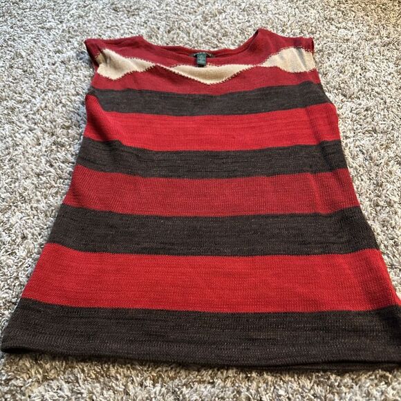 Lauren Ralph Lauren Women's Linen Blend Sweater Tank Top (L,‎ Red Brown  Multi) - Picture 1 of 5